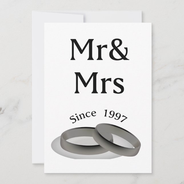 20th Years Anniversary Couples Gift Mr & Mrs 1997 Card (Front)