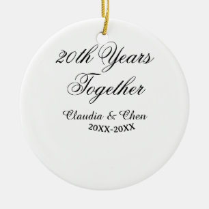 20th Years together anniversary name date year sim Ceramic Ornament