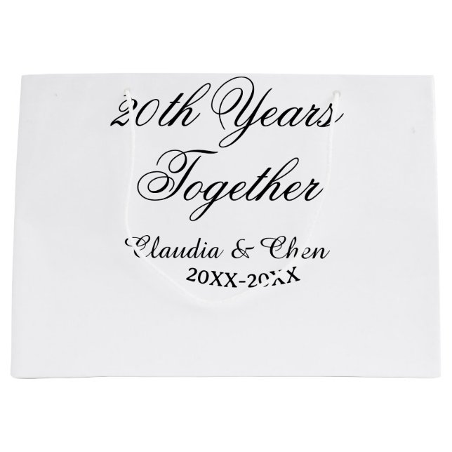 20th Years together anniversary name date year sim Large Gift Bag (Front)