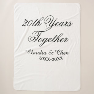 20th Years together anniversary name date year sim Sherpa Blanket
