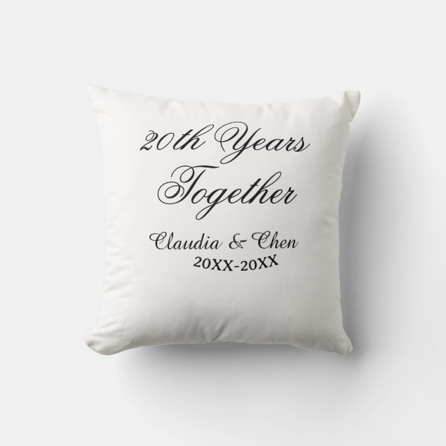 20th Years together anniversary name date year sim Throw Pillow (Front)