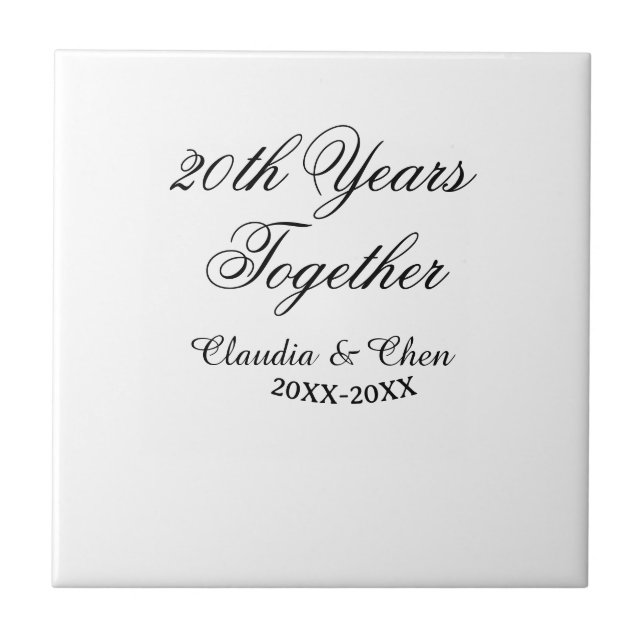20th Years together anniversary name date year sim Tile (Front)