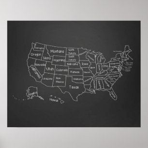 20x16 Chalkboard Classroom États-Unis Poster