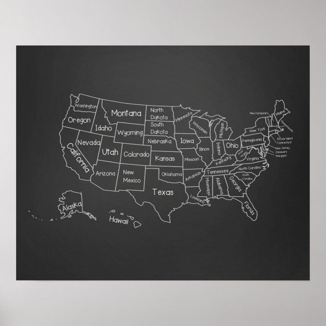 20x16 Chalkboard Classroom États-Unis Poster (Devant)