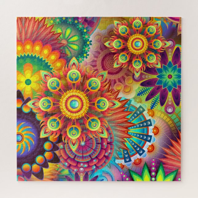 20x20 Abstrait Psychedelic Mandalas Puzzle (Horizontal)