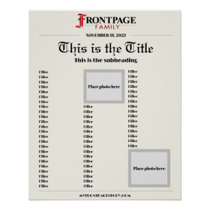 20x25 Poster d'article de journal personnalisé