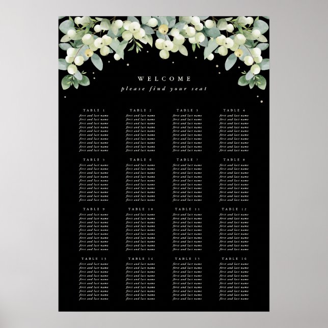 20x28" 16 Tables of 10 Seating Chart Poster (Front)