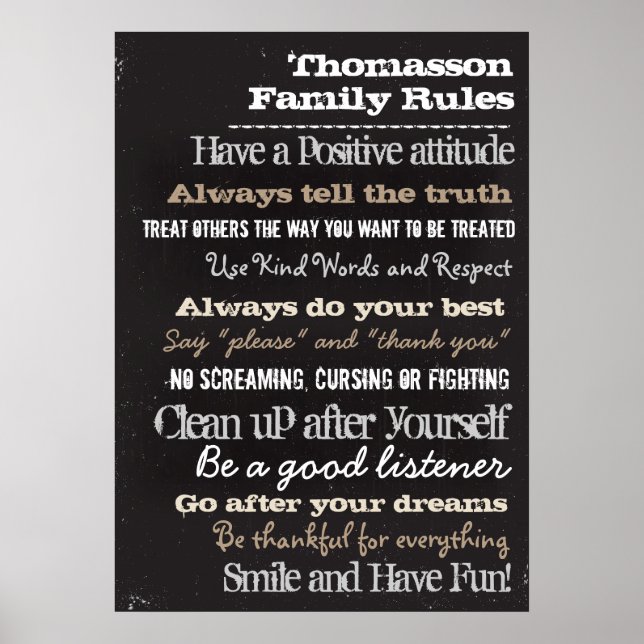 20x28 Chalk Personalized Family Rules House Sign (Front)