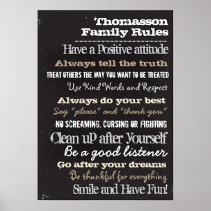 20x28 Chalk Personalized Family Rules House Sign