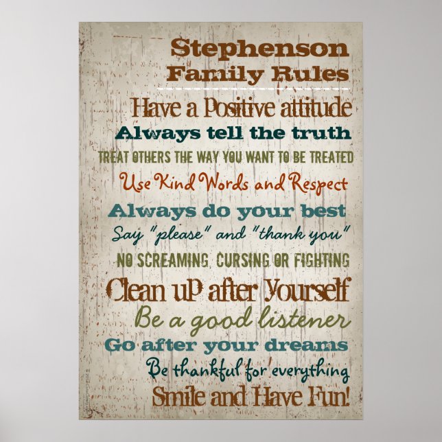 20x28 Personalized Family Rules House Sign (Front)