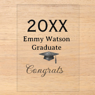 20XX bold letter congrats graduation name heart si Acrylic Invitations