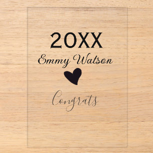 20XX bold letter congrats graduation name heart si Acrylic Invitations