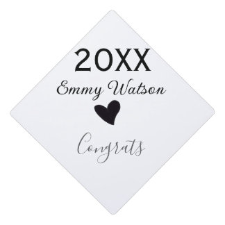 20XX bold letter congrats graduation name heart si Graduation Cap Topper