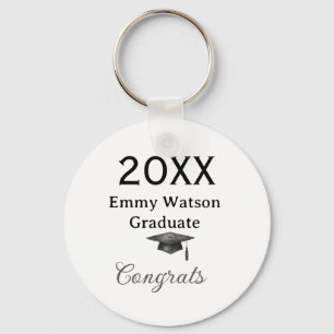 20XX bold letter congrats graduation name heart si Keychain