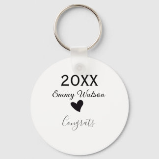 20XX bold letter congrats graduation name heart si Keychain