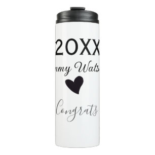 20XX bold letter congrats graduation name heart si Thermal Tumbler