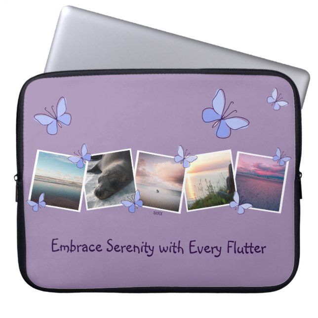 20XX Five Images Collage Flutter in Blue Laptop Sleeve (Front)
