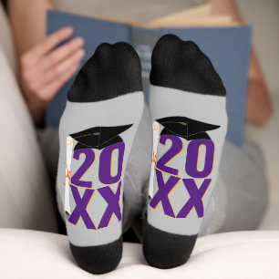 20XX Grad Cap and Diploma Graduation Socks