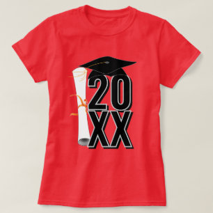 20XX Grad Cap and Diploma Graduation T-Shirt