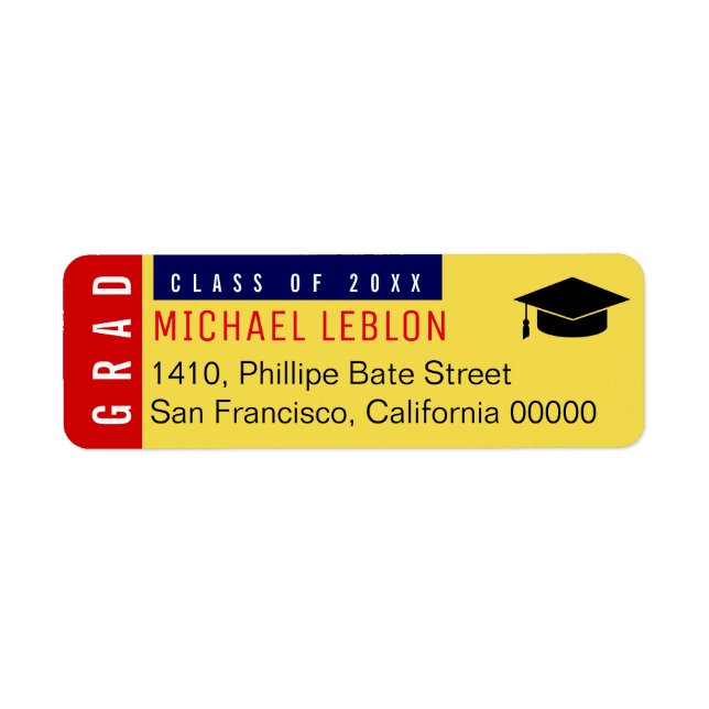 20XX grads colour return address label with name (Front)