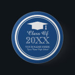 20xx Graduation party favour buttons for graduates<br><div class="desc">Custom Graduation party favour buttons for graduates. Create your own pins with personalized high school name and class of year 2020 2021 2022 etc. Cool typography design with graduation hat / cap. Also usable for grad reunion parties. Customizable background colour. Availabe in different size from small to big and round...</div>