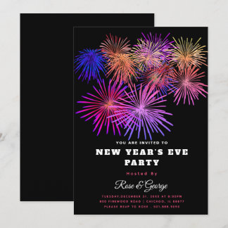 20XX New Year's Eve Party Colourful Fireworks Invitation