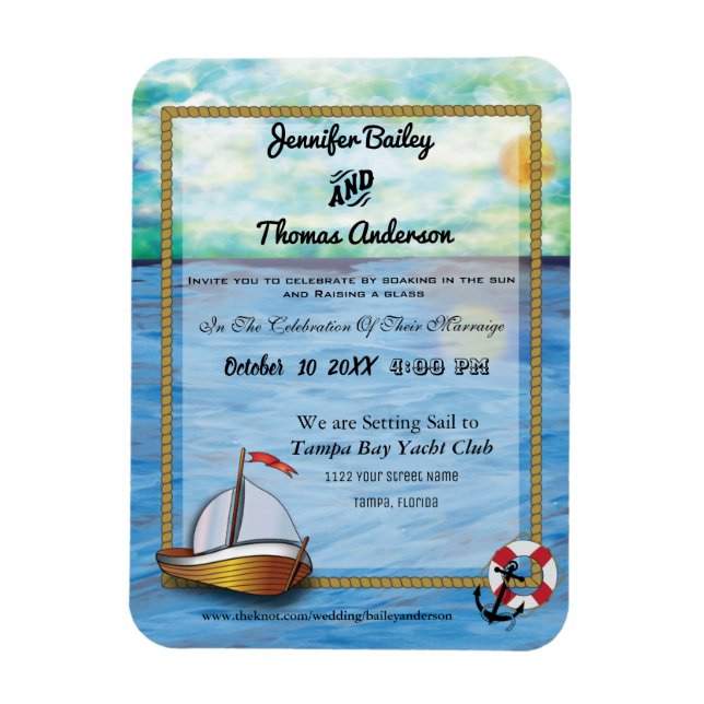 20XX Sail Boat Watercolor Wedding Invitation Magnet (Vertical)