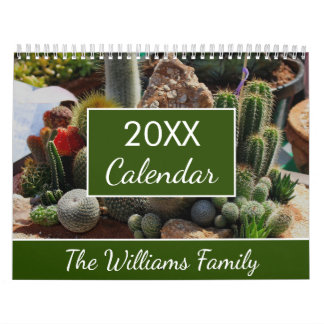 20XX Succulents Cactus Lovers Personalized Monthly Calendar