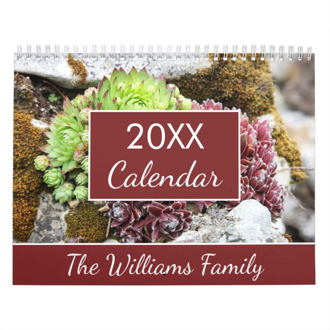 20XX Succulents Cactus Lovers Personalized Monthly Calendar (Cover)
