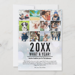 20XX What A Year Family Photo Collage Snow Holiday Card