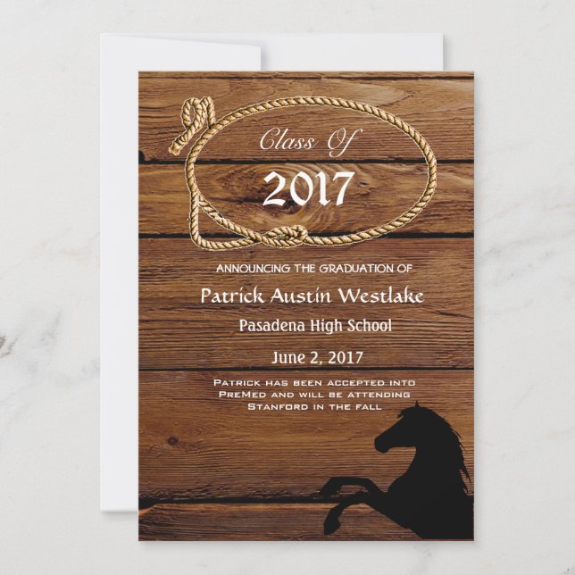 20XX Wood, Rodeo Style Graduation Announcement (Front)