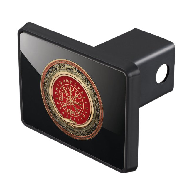 [210] Vegvisir - Viking Gold Magic Runic Compass Trailer Hitch Cover (Top Right)