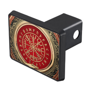 [210] Vegvisir - Viking Gold Magic Runic Compass Trailer Hitch Cover