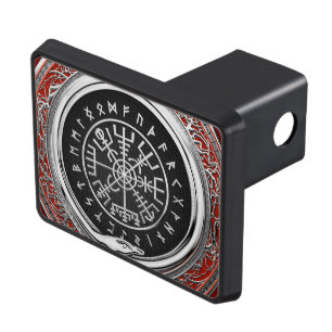 [210] Vegvisir - Viking Silver Magic Runic Compass Trailer Hitch Cover