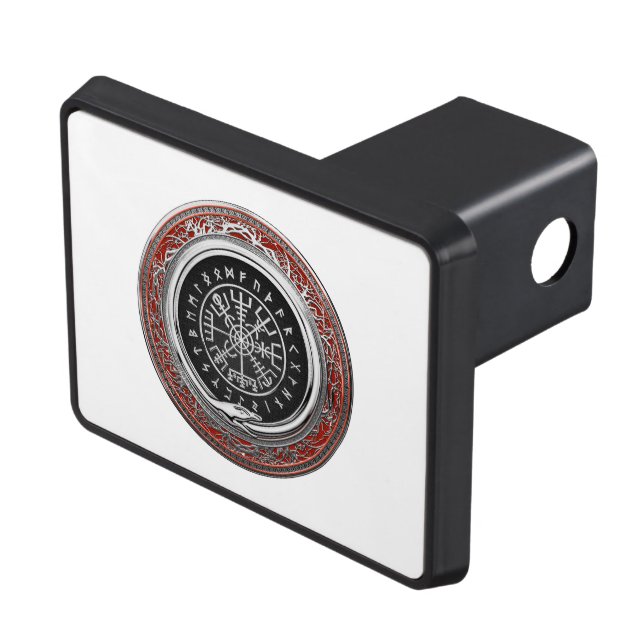 [210] Vegvisir - Viking Silver Magic Runic Compass Trailer Hitch Cover (Top Right)