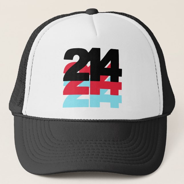 214 Area Code Trucker Hat (Front)