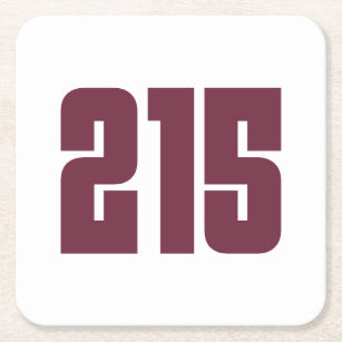 215 Philly Area Code Square Paper Coaster