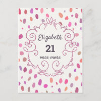21 Again Pink Cute Birthday Party Invitation