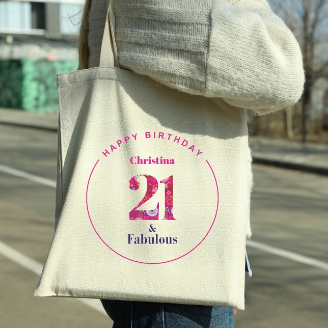 21 and Fabulous 21st Birthday Gift Tote Bag (Creator Uploaded)