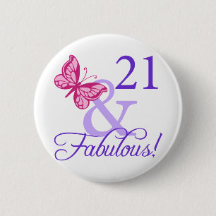 21 And Fabulous Birthday 2 Inch Round Button