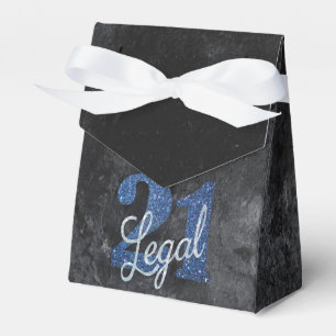 21 and Legal Blue 21st Birthday Chic Glitter Favor Box