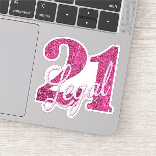 21 and Legal   Fun Pink Faux Glitter 21st Birthday