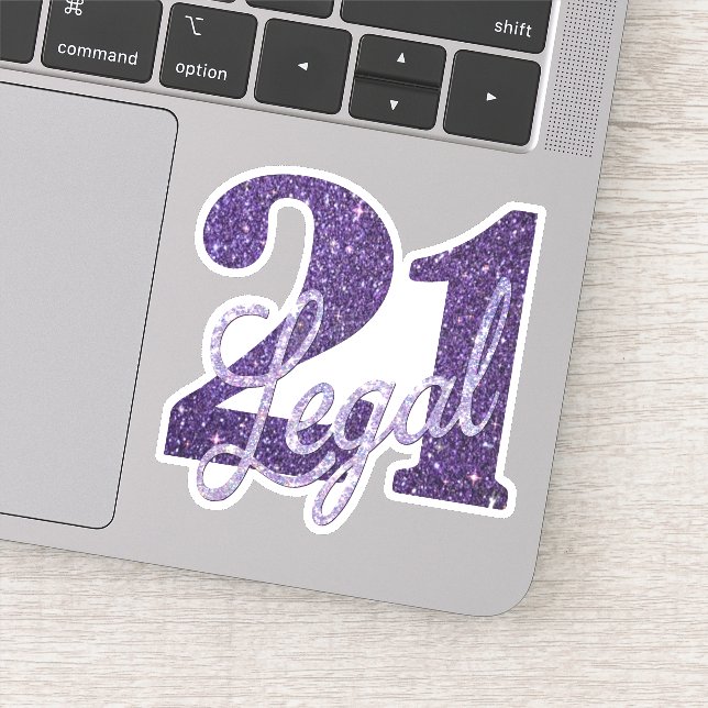 21 and Legal | Purple Faux Glitter 21st Birthday (Detail)