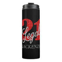 21 and Legal | Red Faux Glitter 21st Birthday