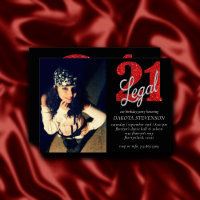 21 and Legal | Red Faux Glitter Photo Keepsake
