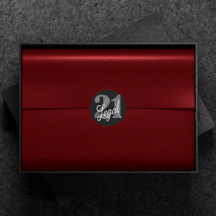 21 and Legal   Silver Grey and Black Monochrome Classic Round Sticker