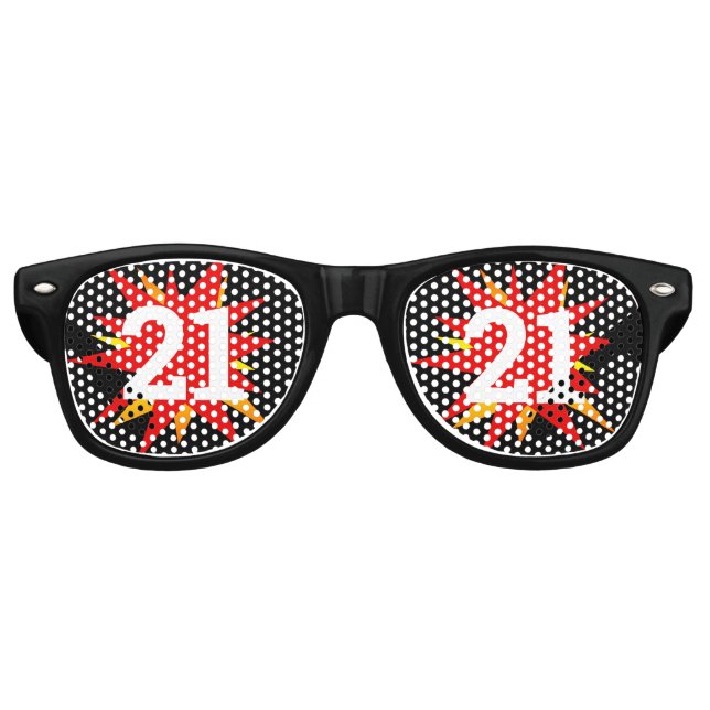 21 Anniversaire rétro Shades / Fun Party Lunettes  (Devant)