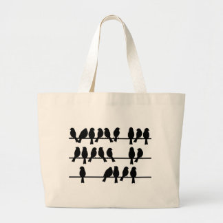 21 Birds On A Wire Large Tote Bag