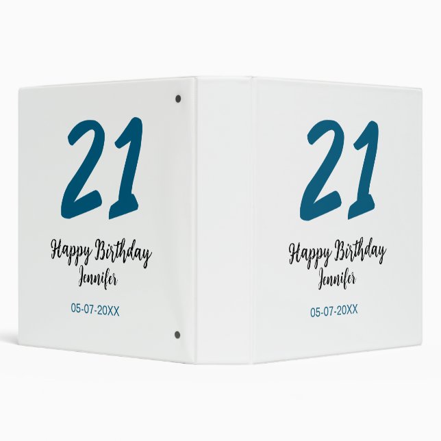 21 birthday bold blue letter simple minimal binder (Background)