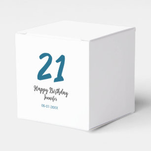 21 birthday bold blue letter simple minimal favor box
